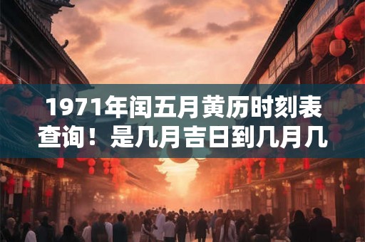 1971年闰五月黄历时刻表查询！是几月吉日到几月几日？