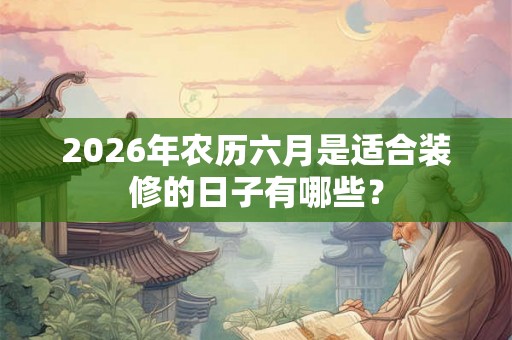 2026年农历六月是适合装修的日子有哪些？