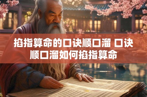 掐指算命的口诀顺口溜 口诀顺口溜如何掐指算命
