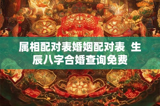 属相配对表婚姻配对表  生辰八字合婚查询免费