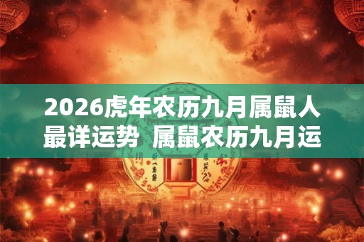2026虎年农历九月属鼠人最详运势  属鼠农历九月运势怎么样