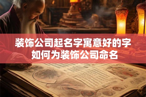 装饰公司起名字寓意好的字 如何为装饰公司命名 装饰公司起名字寓意好的字 如何为装饰公司命名
