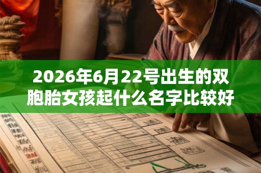 2026年6月22号出生的双胞胎女孩起什么名字比较好，五行属什么？