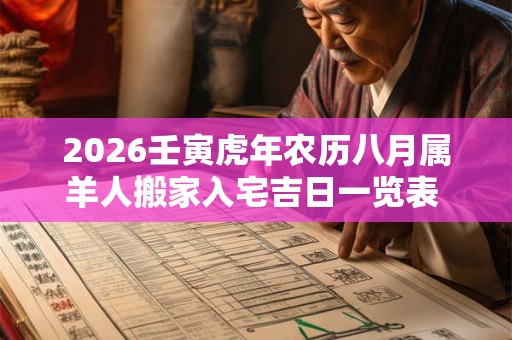 2026壬寅虎年农历八月属羊人搬家入宅吉日一览表 搬家的注意事项有哪些 2026壬寅虎年农历八月属羊人搬家入宅吉日一览表 搬家的注意事项有哪些