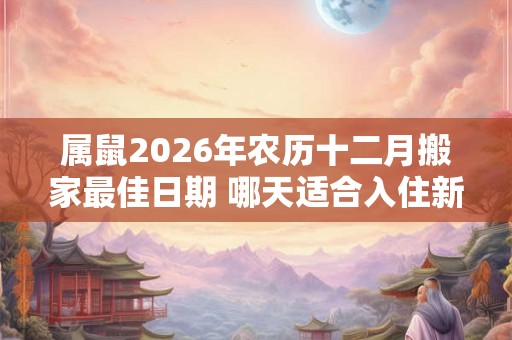 属鼠2026年农历十二月搬家最佳日期 哪天适合入住新房