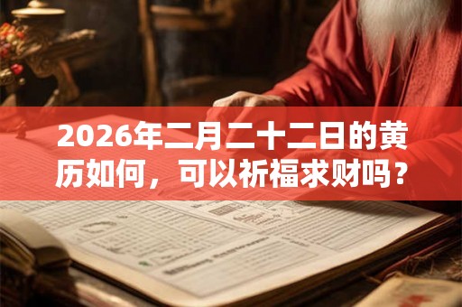 2026年二月二十二日的黄历如何，可以祈福求财吗？