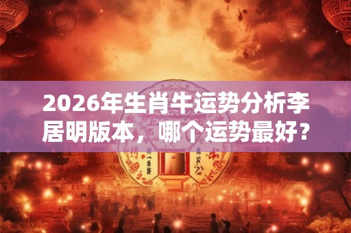 2026年生肖牛运势分析李居明版本，哪个运势最好？