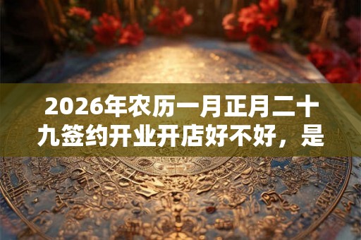 2026年农历一月正月二十九签约开业开店好不好，是黄道吉日吗？