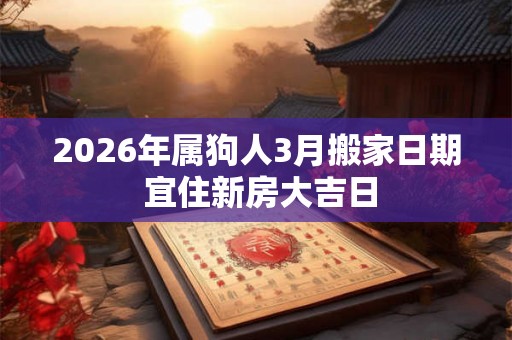 2026年属狗人3月搬家日期 宜住新房大吉日 2026年属狗人3月搬家日期 宜住新房大吉日