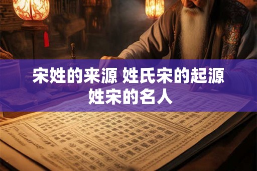宋姓的来源 姓氏宋的起源 姓宋的名人