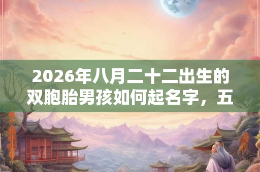 2026年八月二十二出生的双胞胎男孩如何起名字，五行属什么？