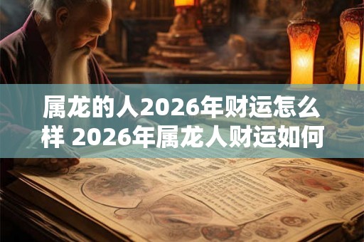 属龙的人2026年财运怎么样 2026年属龙人财运如何