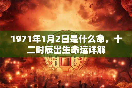 1971年1月2日是什么命，十二时辰出生命运详解