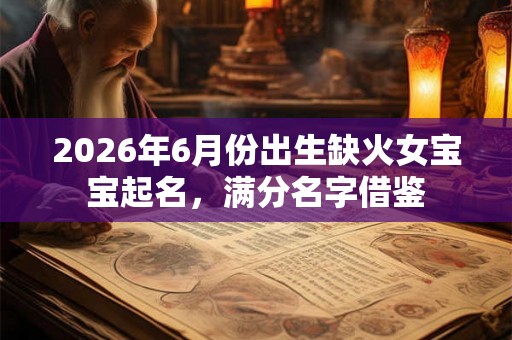 2026年6月份出生缺火女宝宝起名，满分名字借鉴