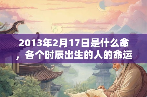 2013年2月17日是什么命，各个时辰出生的人的命运