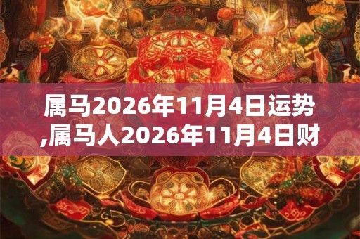 属马2026年11月4日运势,属马人2026年11月4日财运,生肖马2026年11月4日运势