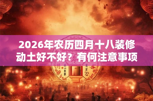 2026年农历四月十八装修动土好不好？有何注意事项吗？