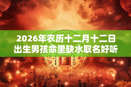 2026年农历十二月十二日出生男孩命里缺水取名好听男孩名字