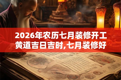 2026年农历七月装修开工黄道吉日吉时,七月装修好日子