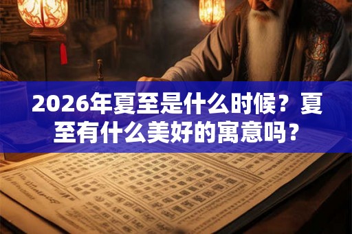 2026年夏至是什么时候？夏至有什么美好的寓意吗？