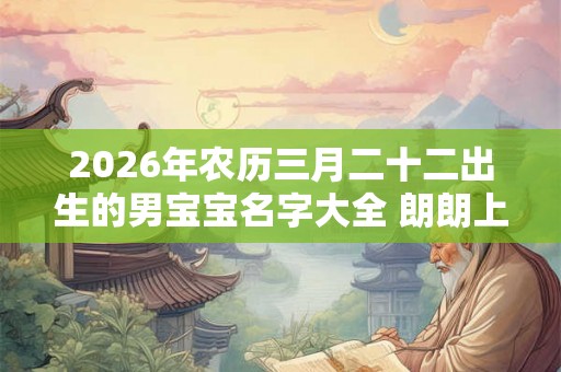 2026年农历三月二十二出生的男宝宝名字大全 朗朗上口