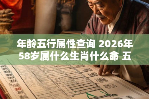 年龄五行属性查询 2026年58岁属什么生肖什么命 五行