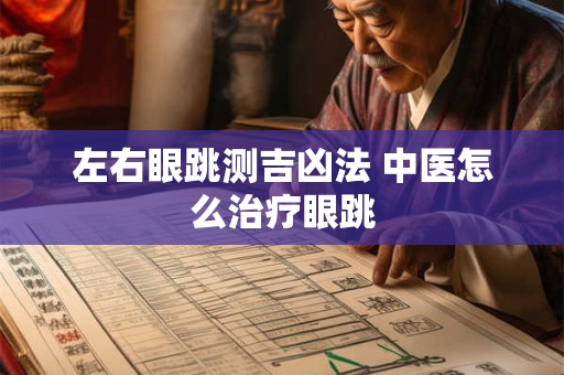 左右眼跳测吉凶法 中医怎么治疗眼跳