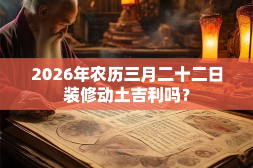 2026年农历三月二十二日装修动土吉利吗？