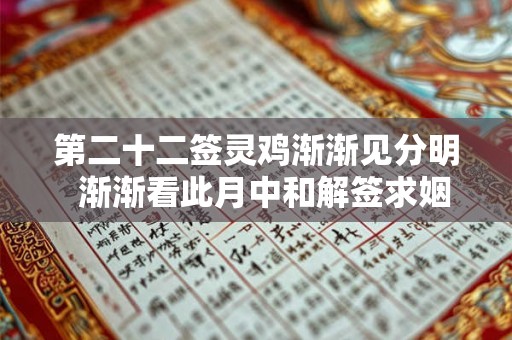 第二十二签灵鸡渐渐见分明  渐渐看此月中和解签求姻缘
