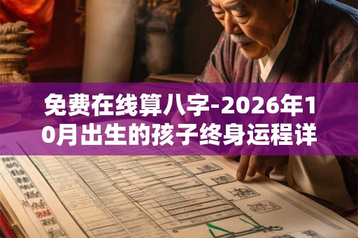 免费在线算八字-2026年10月出生的孩子终身运程详批 免费在线算八字-2026年10月出生的孩子终身运程详批