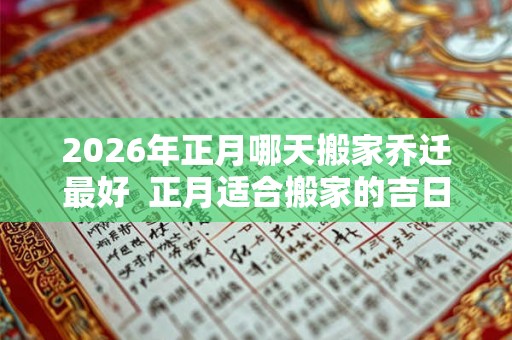 2026年正月哪天搬家乔迁最好  正月适合搬家的吉日