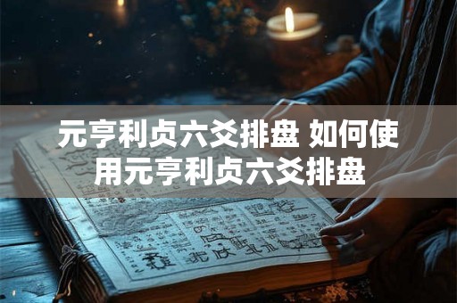 元亨利贞六爻排盘 如何使用元亨利贞六爻排盘