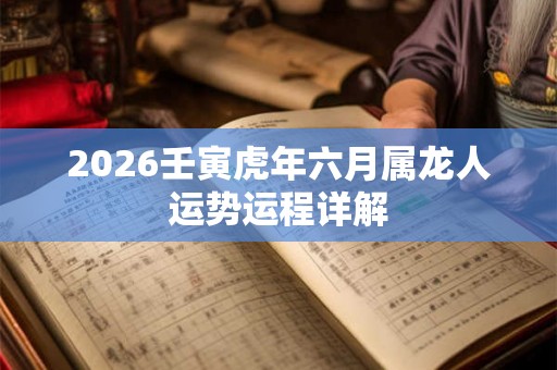 2026壬寅虎年六月属龙人运势运程详解