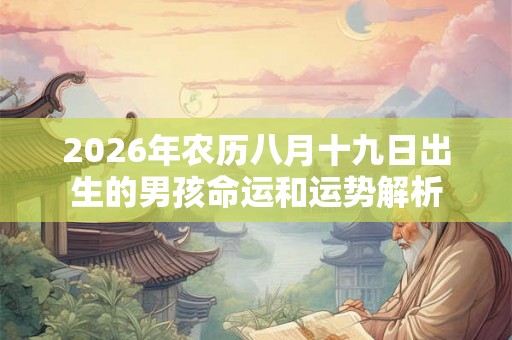 2026年农历八月十九日出生的男孩命运和运势解析