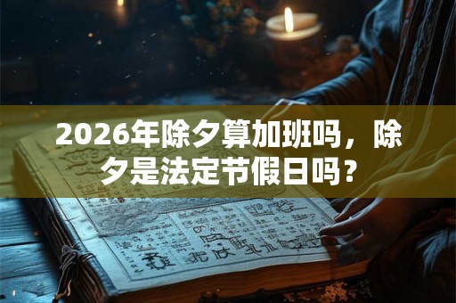 2026年除夕算加班吗，除夕是法定节假日吗？