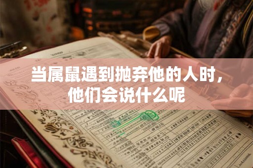 当属鼠遇到抛弃他的人时，他们会说什么呢