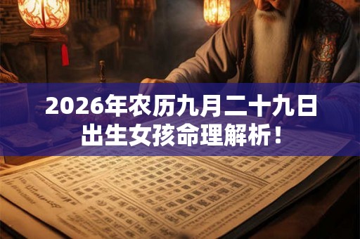 2026年农历九月二十九日出生女孩命理解析！