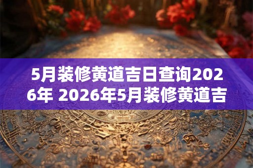 5月装修黄道吉日查询2026年 2026年5月装修黄道吉日查询