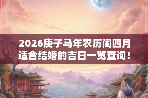 2026庚子马年农历闰四月适合结婚的吉日一览查询！