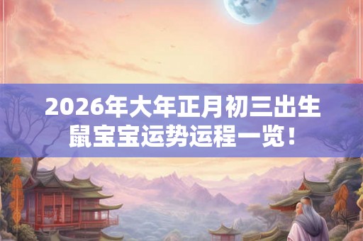 2026年大年正月初三出生鼠宝宝运势运程一览！