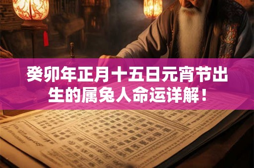 癸卯年正月十五日元宵节出生的属兔人命运详解！