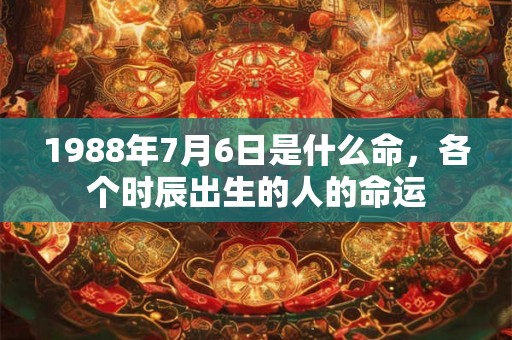 1988年7月6日是什么命，各个时辰出生的人的命运