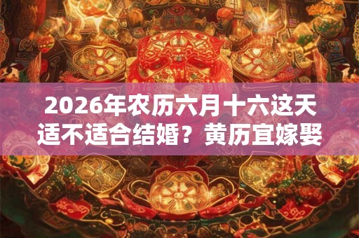 2026年农历六月十六这天适不适合结婚？黄历宜嫁娶吗？