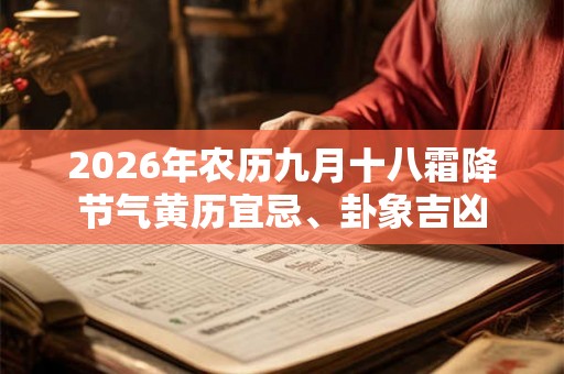 2026年农历九月十八霜降节气黄历宜忌、卦象吉凶
