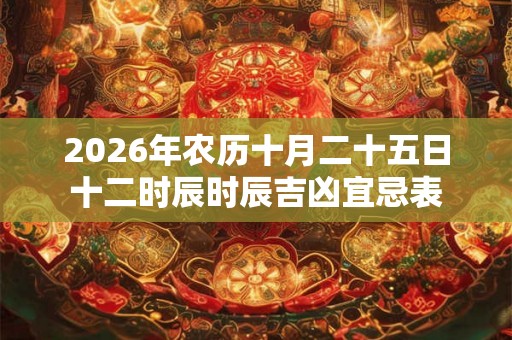 2026年农历十月二十五日十二时辰时辰吉凶宜忌表