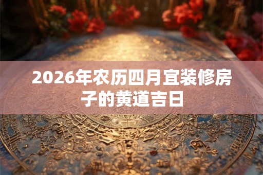 2026年农历四月宜装修房子的黄道吉日