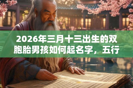 2026年三月十三出生的双胞胎男孩如何起名字，五行属什么