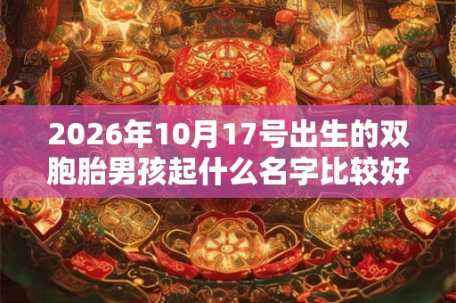 2026年10月17号出生的双胞胎男孩起什么名字比较好，五行属什么