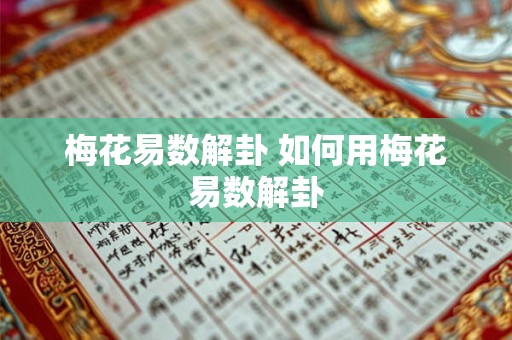 梅花易数解卦 如何用梅花易数解卦