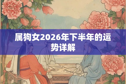 属狗女2026年下半年的运势详解